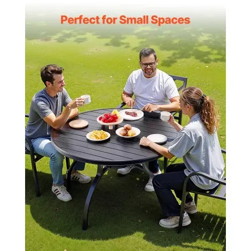 VEVOR Terrassentisch Gartentisch Balkontisch (1200 x 725 mm) aus Kohlenstoffstahl runder Esstisch für Outdoor Hof Terrasse Garten Veranda, wasserfest, mit 38 mm Schirmloch, 68 kg Tragkraft Schwarz VEVOR Terrassentisch Gartentisch Balkontisch (1200 x 725 mm) aus Kohlenstoffstahl runder Esstisch für Outdoor Hof Terrasse Garten Veranda, wasserfest, mit 38 mm Schirmloch, 68 kg Tragkraft Schwarz
