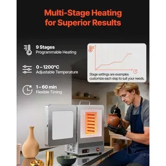 VEVOR elektrischer Schmelzofen 1650 W digitaler Schmelzofen, elektrischer Brennofen mit max. Temperatur 1200 ℃ für Wachsausschmelzguss Ton-DIY Metallglühen Keramikbrennen PID-Temperaturregelung VEVOR elektrischer Schmelzofen 1650 W digitaler Schmelzofen, elektrischer Brennofen mit max. Temperatur 1200 ℃ für Wachsausschmelzguss Ton-DIY Metallglühen Keramikbrennen PID-Temperaturregelung