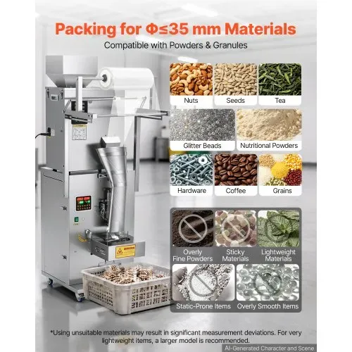 VEVOR Pulververpackungsfüllmaschine Vollautomatische Abfüllmaschine 10-500g, Intelligentes Wiegen Abfüllen & Abpacken, Edelstahl, Bodenaufstellung, Ideal für Nüsse Samen Tee Kaffeebohnen Gewürze Mehl – Bild 3