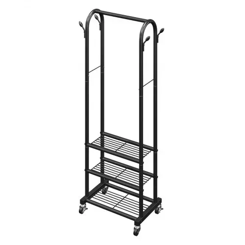 VEVOR Kleiderständer Garderobenständer rollbar mit Kleiderstange & 3 Ablageflächen, bis 45 kg belastbar, robuster Kleiderständer aus Karbonstahl für Schlafzimmer Waschküche Wohnzimmer – Bild 10