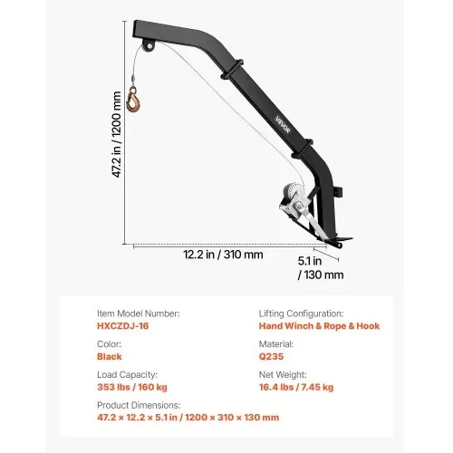 VEVOR Game Hoist zur Baummontage, Tragkraft 160 kg, Wildhebezeug mit Ratschengurt, Hochleistungs-Hirschaufhänger zum Häuten, Säubern, Aufhängen von Wildtieren, 1200 x 310 x 130 mm, Schwarz – Bild 6