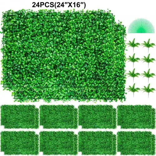 VEVOR Künstliche Pflanzenwand 24 Stk. Sichtschutz Hecke Künstlich Grün, Künstliche Buchsbaumplatte PE, Sichtschutz Kunstpflanzen 60 x 40 cm, Sichtschutzhecke Wanddekoration Pflanzenwand – Bild 7