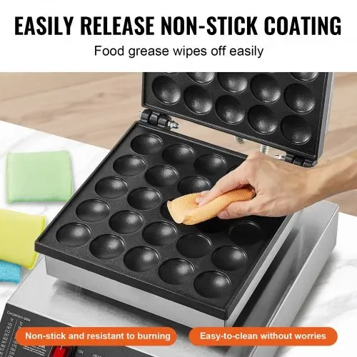 VEVOR Mini-Pfannkuchenmaker kommerzielle Dutch Mini Pfannkuchen Maschine, 25 Stk., 43 mm Durchmesser, Dorayaki-Backmaschine, 1700 W, Temperatur- und Zeitregelung, in Küchen, Cafés und Restaurants – Bild 3