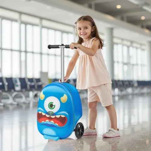VEVOR Scooter Koffer, 20 L Fassungsvermögen, Reisekoffer mit Flash-PU-Rädern, TPR-Anti-Rutsch-Griff, max. Gewichtskapazität 50 kg, Kinderkoffer Handgepäck, für Kinder ab 5 Jahren, Blau – Bild 7