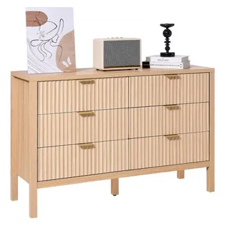 VEVOR Kommode mit 6 geriffelten Schubladen & Schiebe- und Kippschutz, minimalistischer moderner Schubladenschrank Organizer für Wohnzimmer Schlafzimmer Eingangsbereich Flur (helles Holz) VEVOR Kommode mit 6 geriffelten Schubladen & Schiebe- und Kippschutz, minimalistischer moderner Schubladenschrank Organizer für Wohnzimmer Schlafzimmer Eingangsbereich Flur (helles Holz)