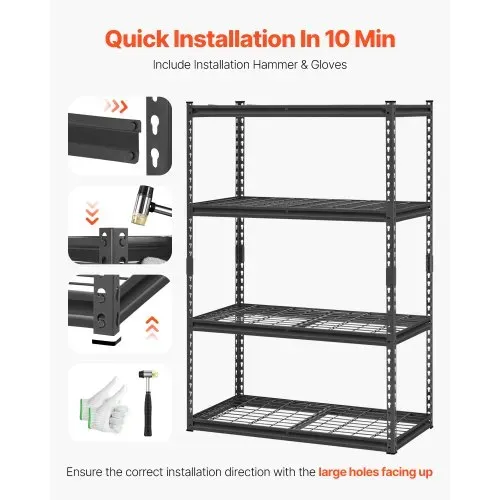 VEVOR Lagerregale, 1096 kg, 4-stufiges Schwerlastregal für die Garage, 508 x 1016 x 1524 mm, verstellbare Metallregale für Industrieregale, Garagenregal, Kellerregal für Küche, Lager, Keller, schwarz – Bild 4