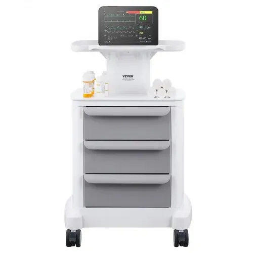 VEVOR Laborwagen mit 4 Ebenen, Laborwagen mit 3 Schubladen und 1 oberen Ablage, mobiler medizinischer Wagen aus ABS-Material, Laborrollwagen mit 4 leisen Rädern für Labor, Klinik, Krankenhaus, Salon, weiß – Bild 8