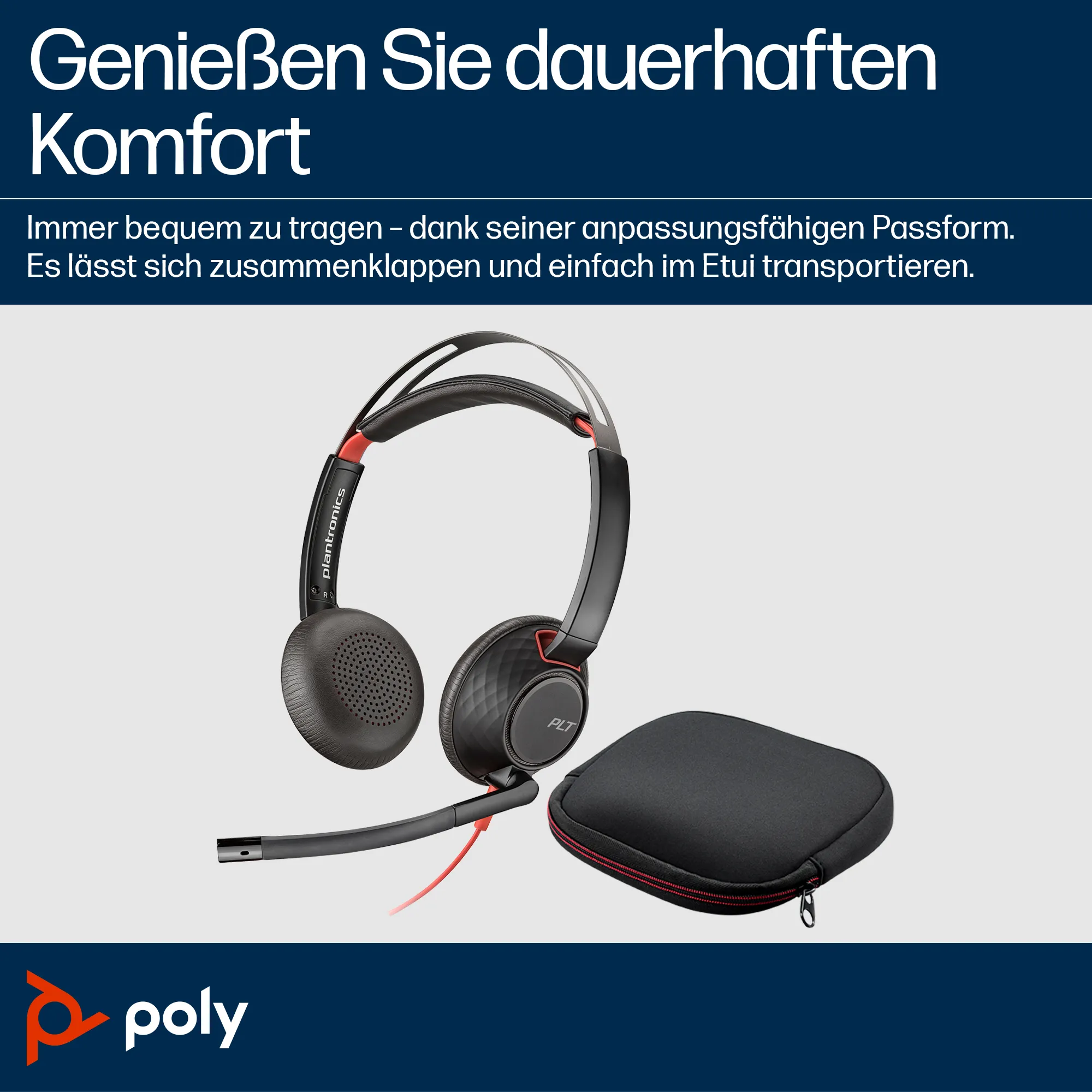 HP Poly Blackwire 5220 Stereo USB-C-Headset +3,5-mm-Stecker +USB-C/A-Adapter (Packungseinheit) – Bild 2