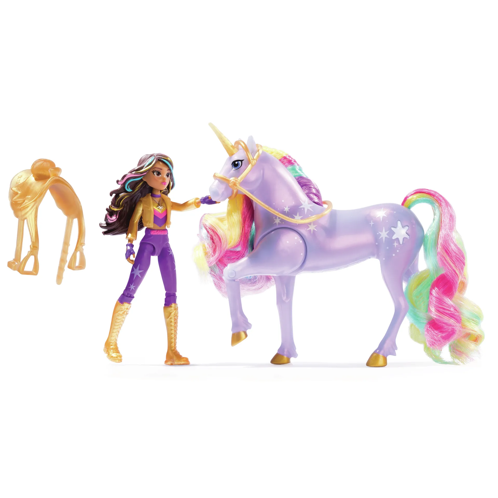 Unicorn Academy - Sophia und Licht-Magie Wildstar Set, ca. 12 cm Originalfiguren zur Netflix Serie, mit Mähne, Schweif sowie magischer Leuchtfunktion und Regenbogensternen, ab 4 Jahren – Bild 3