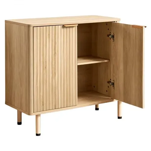 VEVOR Sideboard Küchenschrank mit 2 Ablageflächen, Buffetschrank im mittelalterlichen Stil für Wohnzimmer Eingangsbereich Küche, Aufbewahrungsschrank 80 x 37,5 x 80 cm Eiche Küchenbuffet – Bild 8