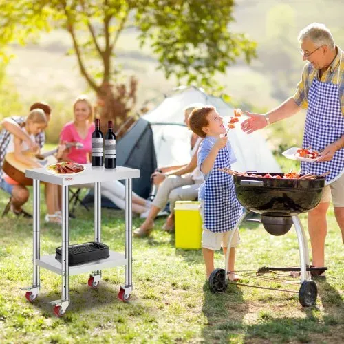 VEVOR Edelstahltisch Arbeitstisch 609,6 x 457,2 x 863,6 mm Edelstahl Catering Arbeitstisch 100kg für Belastbarkeit Lebensmittel Zubereitungstisch Gewerblicher Arbeitstisch – Bild 7