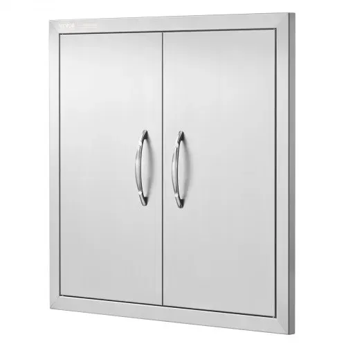 VEVOR Grill-Zugangstür, 610 x 610 mm, Doppelte Außenküchentür, Flächenbündig Montierte Edelstahltür, Doppelwandige vertikale Tür mit Griffen und Haken, für Grillinsel, Grillstation, Außenschrank – Bild 9