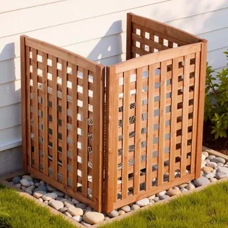 VEVOR 3 tlg. Sichtschutzzaun Klimaanlage Abdeckung, 810 x 920 mm, massiver Holzzaun für den Außenbereich, mit einstellbarer Winkel, für Außengeräte wie Klimaanlagen, Wärmepumpe & Mülltonne im Garten VEVOR 3 tlg. Sichtschutzzaun Klimaanlage Abdeckung, 810 x 920 mm, massiver Holzzaun für den Außenbereich, mit einstellbarer Winkel, für Außengeräte wie Klimaanlagen, Wärmepumpe & Mülltonne im Garten