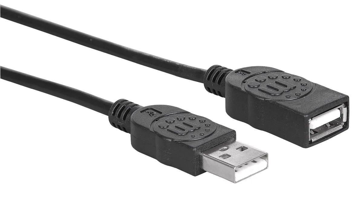 Manhattan Hi-Speed USB 2.0 Verlängerungskabel, USB 2.0, Typ A Stecker - Typ A Buchse, 480 Mbps, 1 m, Schwarz – Bild 2