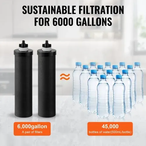 VEVOR Wasserfilter-Ersatz Reinigungselemente, Aktivkohle-Ersatzfilter 2er-Pack, leicht austauschbarer Wasserfilter, Schwerkraft-Wasserfiltersystem Ersatz, kompatibel mit den meisten Marken – Bild 4