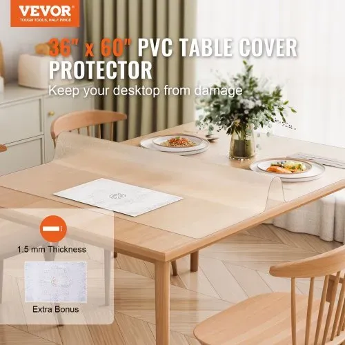 VEVOR Kunststoff-Tischdecke, 91,4 x 152,4 cm, 1,5 mm dick, mattierter Tischschutz, rechteckige PVC-Schreibtischunterlage, wasserdichte und leicht zu reinigende Schreibtischunterlage, Tischdecke, für Büro, Kommode, Esszimmertisch, Nachttisch VEVOR Kunststoff-Tischdecke, 91,4 x 152,4 cm, 1,5 mm dick, mattierter Tischschutz, rechteckige PVC-Schreibtischunterlage, wasserdichte und leicht zu reinigende Schreibtischunterlage, Tischdecke, für Büro, Kommode, Esszimmertisch, Nachttisch