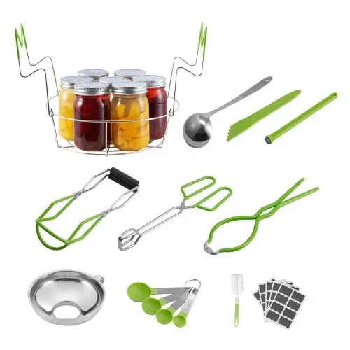 VEVOR Einmachzubehör-Starter-Kit Einmachwerkzeug-Set im Wasserbad für Anfänger (Gestell, Schöpfkelle, Messlöffel, Trichter, Zange, Glasheber, Glasschlüssel) – Bild 8