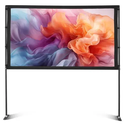 VEVOR Projektionsleinwand (80 Zoll) mit 160° Weitwinkel & Ständer, Beamerleinwand für Projektor innen & außen 16:9 4K HD, tragbare Filmleinwand mit Tragetasche für Heimkino Büro Präsentation – Bild 10