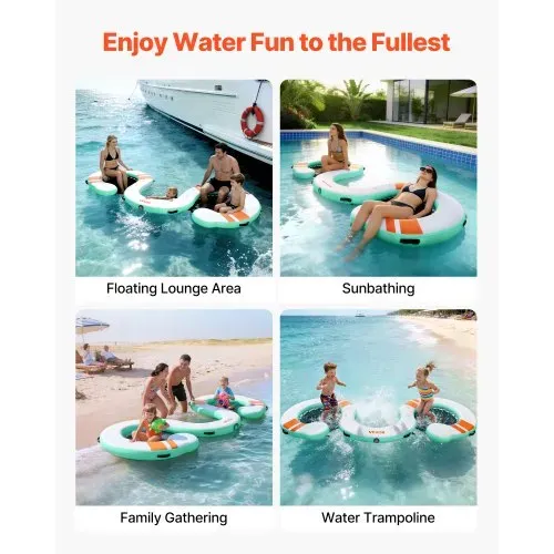 VEVOR Aufblasbares Schwimmdock, 4,57 x 1,83 m, Schwimmplattform mit Rutschfester Oberfläche, Tragetasche & Abnehmbarer Leiter, Schwimmende Insel, Wasserplattform für Pool, Strand & Meer – Bild 5