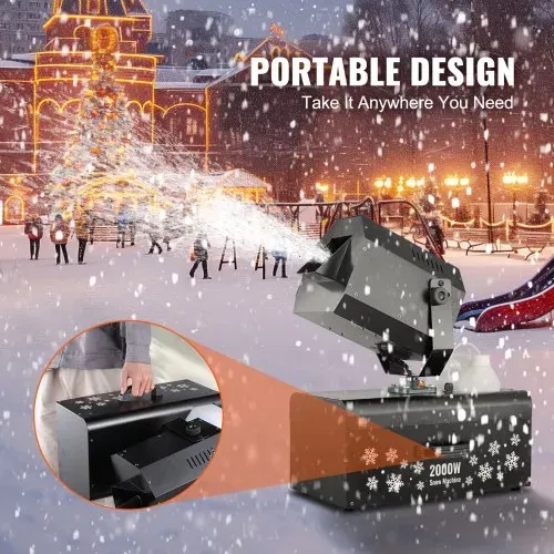 VEVOR Schneemaschine, 2000 W, Swing-Schneemaschine mit 5-L-Tank, kabelgebundene & kabellose Fernbedienung zur Schneeflockenherstellung, Kunstschneemaschine für Weihnachtsfeiern, Hochzeitsbühneneffekte – Bild 5