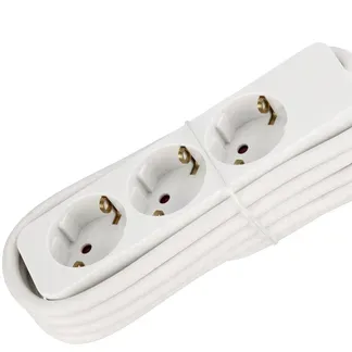 Schutzkontakt-Steckdosenleiste 3-fach 3600W, 2m Kabel, weiß, Flachstecker Schutzkontakt-Steckdosenleiste 3-fach 3600W, 2m Kabel, weiß, Flachstecker