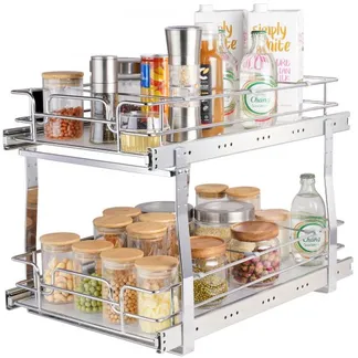 VEVOR Ausziehbares Gewürzregal Doppelkorb Spülschrankregal Küchenschrank, Schiebeschublade Waschbecken Gewürzregal Schrank Organizer Unterschrankregal 385x569x483 mm (Einbaumaße) VEVOR Ausziehbares Gewürzregal Doppelkorb Spülschrankregal Küchenschrank, Schiebeschublade Waschbecken Gewürzregal Schrank Organizer Unterschrankregal 385x569x483 mm (Einbaumaße)
