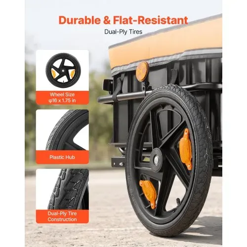 VEVOR Fahrradanhänger Lastenanhänger 2-in-1 Handwagen mit Kupplung 45 kg, Kohlenstoffstahl & 600D Oxford, Mit Regenschutz Deichsel & 6 Reflektoren, Für 22-28 Zoll Räder, Fahrradwagen für Transport – Bild 3