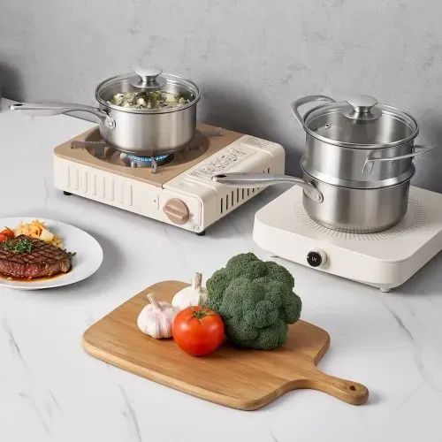 VEVOR Kochtopf Großraumtopf 1,42 L mit Glasdeckel & Dampfschicht, Suppentopf Gemüsetopf mit ergonomischem Griff, Milchtopf aus Edelstahl Gemüsetopf Silber spülmaschinengeeignete Soßentopf – Bild 7