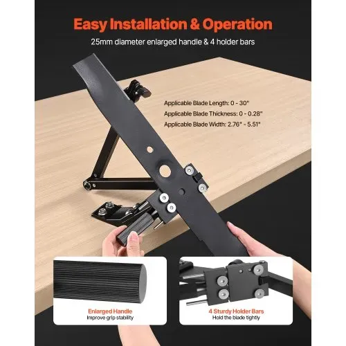 VEVOR Rasenmäher Klingenschärfer, 15°-45° verstellbar, Messerschärfer für Rasenmäher mit 4 Adapterstiften, Kugellagerdesign und 25 mm vergrößertem Griff, zur Verwendung mit Winkelschleifer – Bild 4