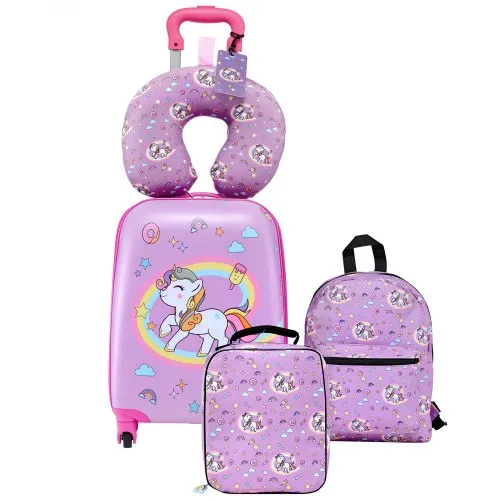 VEVOR 5 tlg. Kinderkoffer Set, 457,2 mm, Hartschalenkoffer mit Kindertrolley, Rucksack, Nackenkissen, Lunchbox & Kofferanhänge, Kofferset fürJungen & Mädchen, praktisch für Reisen Fliegen (Einhorn) VEVOR 5 tlg. Kinderkoffer Set, 457,2 mm, Hartschalenkoffer mit Kindertrolley, Rucksack, Nackenkissen, Lunchbox & Kofferanhänge, Kofferset fürJungen & Mädchen, praktisch für Reisen Fliegen (Einhorn)