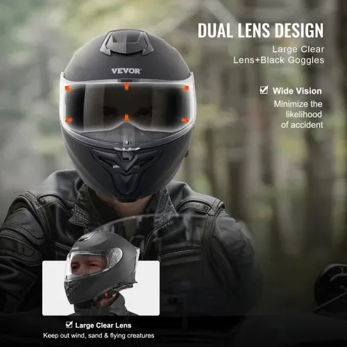 VEVOR Motorradhelm, Integralhelm, Smart Street ABS & High Density Helm mit Wechselglas, ECE-geprüfter bequemer Motocross-Helm, passend für Jugendliche & Erwachsene – Bild 3