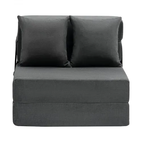 VEVOR 3 in 1 Klappsofa faltbares Schlafsofa mit 2 Kissen & waschbarem Bezug, umwandelbarer Schlafsessel aus 25D Memory Foam, Bettcouch für Wohnzimmer Schlafzimmer, Dunkelgrau (Einzelbett) – Bild 7