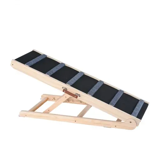 VEVOR Hunderampe 1m lang Hundetreppe mit 6 Querstangen Hundeautorampe aus Kiefernholz Gummi Hundeeinstiegshilfe 6-stufige Höheneinstellungen Tierrampe ca. 113kg Tragfähigkeit für große kleine Hunde – Bild 8