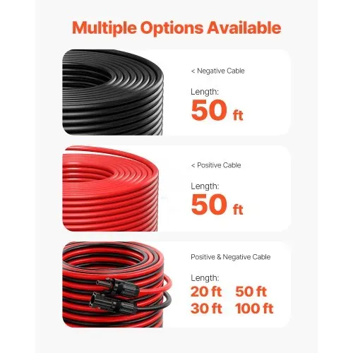 VEVOR Solarpanel 15,24 m, Verlängerungskabel 2er-Set, 6mm²/10AWG Kabel mit wasserdichten Buchsen- & Steckeranschlüssen, PV-Kabel für Solarpanele zu Hause, auf Schiffen & in Wohnmobilen, Schwarz & Rot – Bild 6