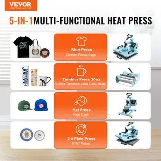 VEVOR Hitzepresse Transferpresse 30x38cm 8 in 1 Tumbler Presse T-Shirts Blau VEVOR Hitzepresse Transferpresse 30x38cm 8 in 1 Tumbler Presse T-Shirts Blau