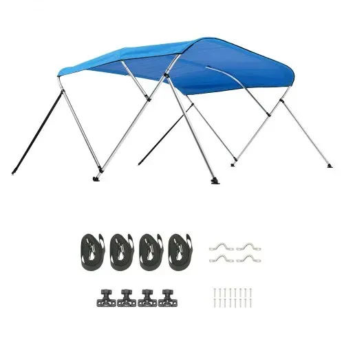 VEVOR Bimini Top Bootsabdeckung Sonnenverdeck (3 Bögen) aus 600D Polyester mit Rahmen aus Aluminiumlegierung, wasserdichte Sonnenschutz-Bootsmarkise mit Aufbewahrungstasche, 201-213 cm (B) Blau – Bild 8