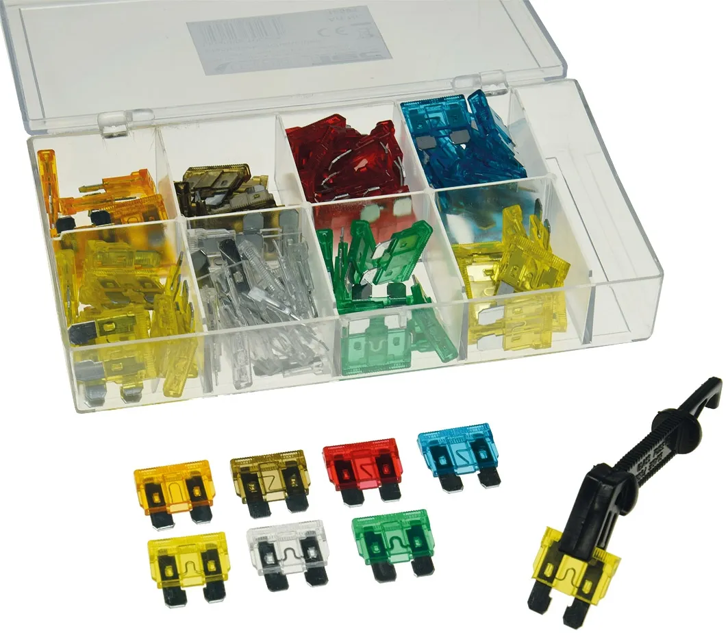 Sortiment Kfz Flachsteck Sicherungen mit Sortiments-Box, 100-teilig Sortiment Kfz Flachsteck Sicherungen mit Sortiments-Box, 100-teilig