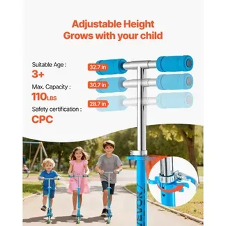 VEVOR Scooter (2 Räder) für Kinder ab 3 Jahren, Cityroller Kinderroller mit leuchtenden Rädern & höhenverstellbarem Lenker & rutschfestem Deck & faltbarem Rahmen, Tretroller bis zu 50 kg, Blau VEVOR Scooter (2 Räder) für Kinder ab 3 Jahren, Cityroller Kinderroller mit leuchtenden Rädern & höhenverstellbarem Lenker & rutschfestem Deck & faltbarem Rahmen, Tretroller bis zu 50 kg, Blau