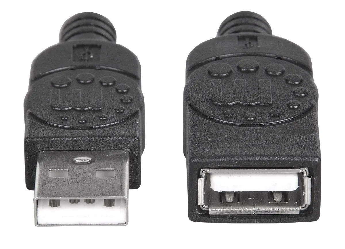 Manhattan Hi-Speed USB 2.0 Verlängerungskabel, USB 2.0, Typ A Stecker - Typ A Buchse, 480 Mbps, 1 m, Schwarz – Bild 3