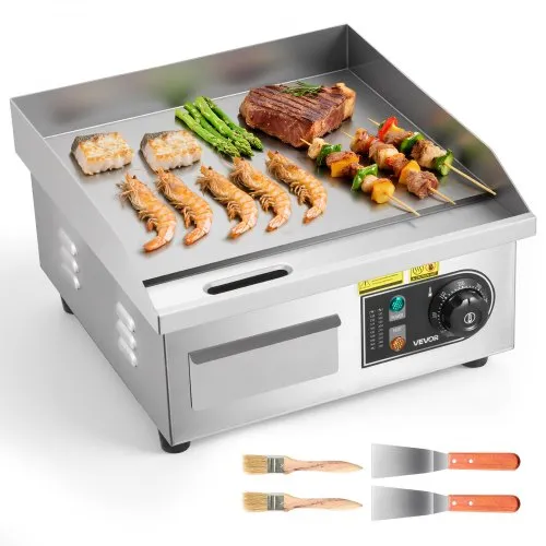 VEVOR Elektro-Grillplatte 2000 W 355 x 300 mm (Grillbereich), 50-300 °C Gastro-Griddleplatte aus Edelstahl (Gehäuse) Tischgrillplatte mit 2 Spateln & 2 Bürsten & 4 Fußpolstern, für Steaks Pfannkuchen VEVOR Elektro-Grillplatte 2000 W 355 x 300 mm (Grillbereich), 50-300 °C Gastro-Griddleplatte aus Edelstahl (Gehäuse) Tischgrillplatte mit 2 Spateln & 2 Bürsten & 4 Fußpolstern, für Steaks Pfannkuchen
