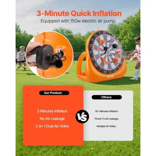 VEVOR aufblasbares Fußball-Dartboard, über 1,83 m hohes riesiges Fußball-Dartboard mit 4 Kickbällen & 6 Darts & 6 Äxten & Luftpumpe, ideal für riesige Gartenspiele, riesiges Kick-Darts-Spiel – Bild 2