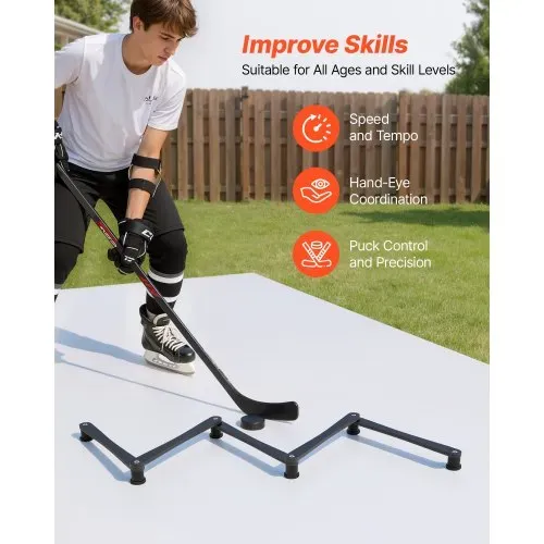 VEVOR Hockey-Trainingsgerät mit 5 Segmenten Verstellbarer Schlägertrainer, Tragbare Stickhandling-Trainingshilfe für Eis und Trockenboden zur Verbesserung von Puckkontrolle, Reaktion und Koordination – Bild 2