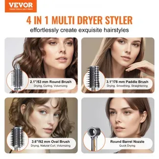 VEVOR 4-in-1-Multi-Haarstyler, 110.000 U/min Hochgeschwindigkeits-Ionen-Airstyler mit 3 Bürsten und 1 Düse, 4 Temperatur- und 3 Geschwindigkeitsstufen, Föhnbürste für Locken, Styling und Volumen VEVOR 4-in-1-Multi-Haarstyler, 110.000 U/min Hochgeschwindigkeits-Ionen-Airstyler mit 3 Bürsten und 1 Düse, 4 Temperatur- und 3 Geschwindigkeitsstufen, Föhnbürste für Locken, Styling und Volumen
