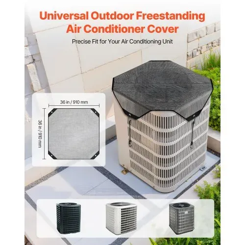 VEVOR Klimaanlagenabdeckung für Außengeräte, 910 x 910 mm, Schutzabdeckung für Klimaanlagen, PVC Netzabdeckung mit elastischen Haken, reißfest, für den Außenbereich, alle Jahreszeiten, schwarz VEVOR Klimaanlagenabdeckung für Außengeräte, 910 x 910 mm, Schutzabdeckung für Klimaanlagen, PVC Netzabdeckung mit elastischen Haken, reißfest, für den Außenbereich, alle Jahreszeiten, schwarz