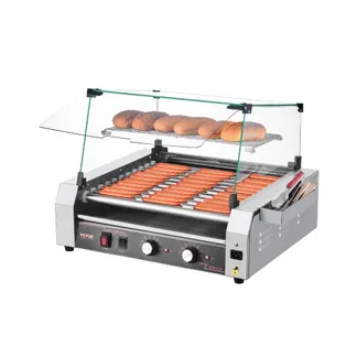 VEVOR Hot Dog Grill Maschine Hot dogs 11 Rollen Edelstahl, 2200 W, Elektrogrill mit Abdeckung & 2 Temperaturregler & seitlicher Aufbewahrungsbox & herausnehmbarem Regal & Ölauffangschale VEVOR Hot Dog Grill Maschine Hot dogs 11 Rollen Edelstahl, 2200 W, Elektrogrill mit Abdeckung & 2 Temperaturregler & seitlicher Aufbewahrungsbox & herausnehmbarem Regal & Ölauffangschale