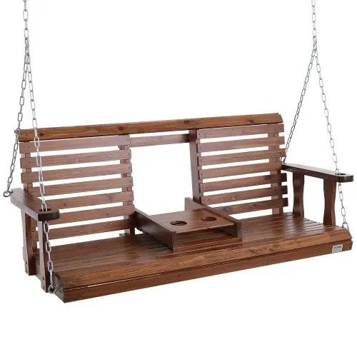 VEVOR Hollywoodschaukel Zedernholz, 1523x710x600mm, Terrassenschaukel für Hof und Garten, verbesserte Tragkraft von ca. 400 kg, robuste Schaukelstuhlbank mit Aufhängeketten für den Außenbereich, braun – Bild 9