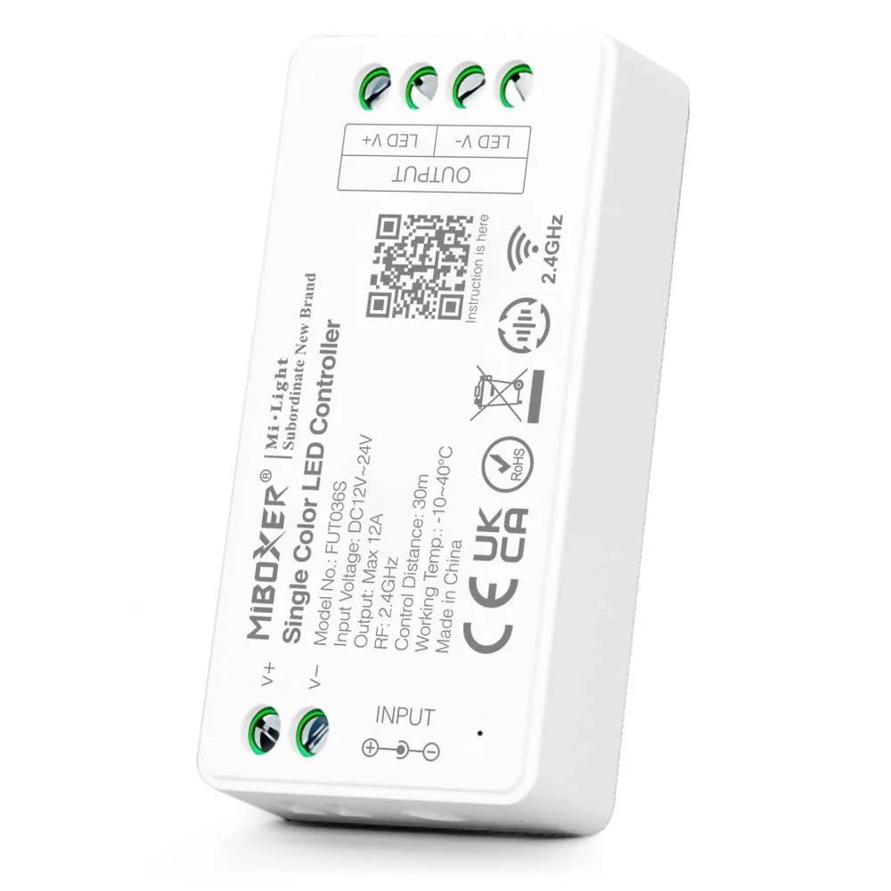 MiBoxer FUT036S LED Controller S-Serie Single color 2.4G dimm DC12/24V MiBoxer FUT036S LED Controller S-Serie Single color 2.4G dimm DC12/24V