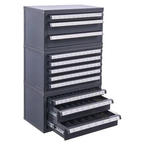 VEVOR Bohrer-Spenderschrank, 3-teilig, drei Schubladen für 1,6 mm bis 12,7 mm und Buchstabengrößen A bis Z, Bohrer-Organizer mit fünf Schubladen für Drahtstärken Nr. 1 bis Nr. 60, Stapelbarer Schrank – Bild 9