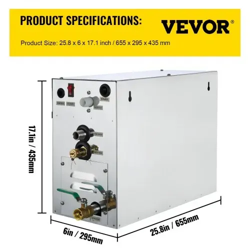 VEVOR Dampfgenerator 9KW Dampfduschen 220V-240V Sauna Dampfgenerator mit programmierbarer Steuerung für zu Hause SPA Badezimmer Hoteldusche Dampf (Controller enthält keine Batterie) – Bild 6