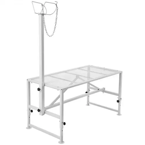VEVOR Trimmständer, 1195 x 584 mm Viehstand, Metallstand zum Melken und Scheren von Vieh, 533 bis 838 mm verstellbare Höhe, mit Kopfstück und Nasenschlaufe, 227 kg Ladegewicht, weiß – Bild 9